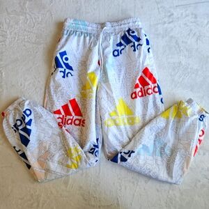 Adidas Women's Essentials Multi-Colored Logo Woven Pants size Medium 12-14 Wind